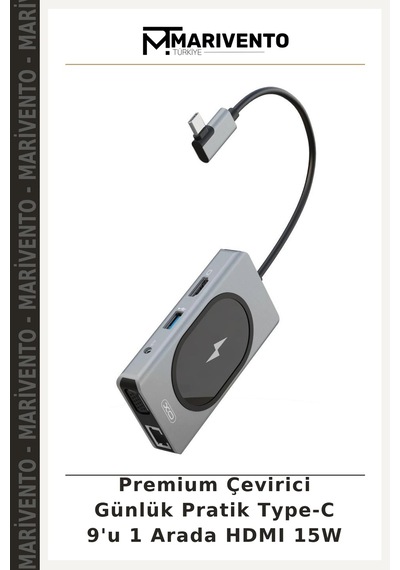 Premium Çevirici Günlük Pratik Type-c 9'u 1 Arada Hdmı 15w