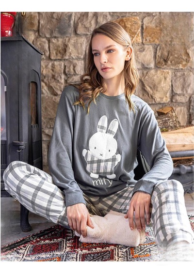 Aydoğan Kadın Bisiklet Yaka Termal Pijama Takımı 30062g- 1 Adet Gri