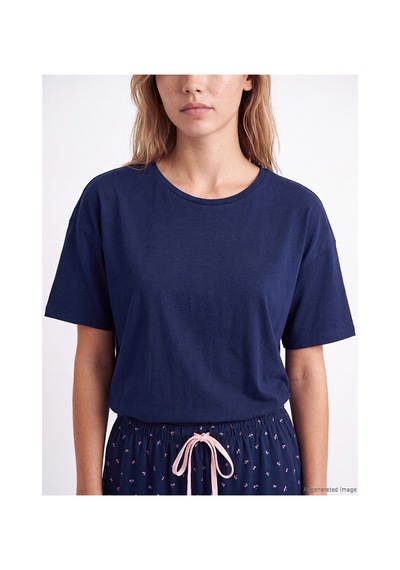 Lcw Dream Lacivert %100 Pamuklu Kadın Kaprili Pijama Takımı