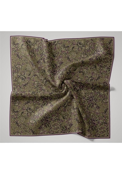 Silk Home İnce Pamuk Soft Eşarp Yeşil-mor Desenli Kaymaz Dokulu Tok Duruşlu 90x90 Çok Renkli