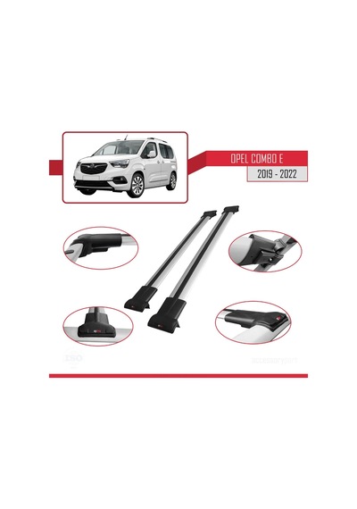 Opel Combo E 2019-2022 Arası İle Uyumlu Fly Model Ara Atkı Tavan Barı Gri