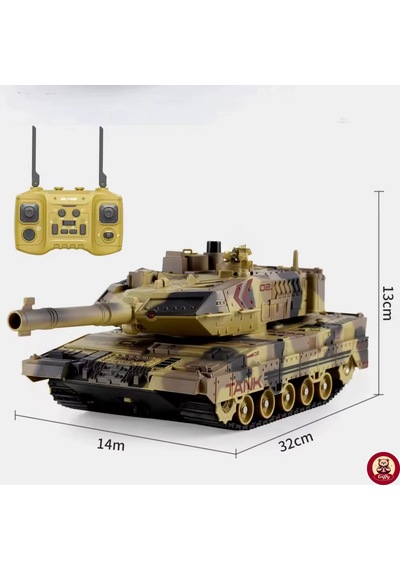 Oyuncak 2.4 Uzaktan Kumandalı Su Bombası Atan Tank Buharlı 1200 Şarjlı Sesli Gövdesi 360 Hareketli Gövde Sarı