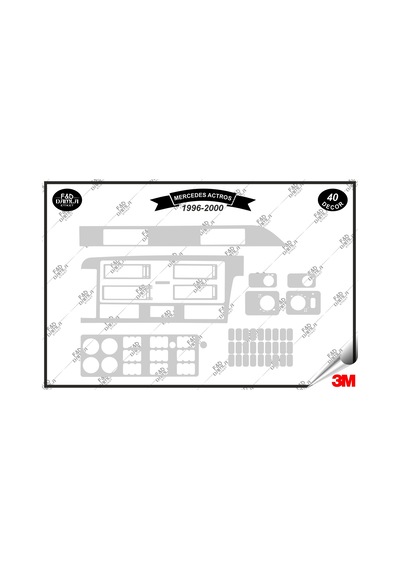 Mercedes Actros 1996-2000 Torpido Konsol Trim Göğüs Maun Kaplama Set 40 Parça Gümüş