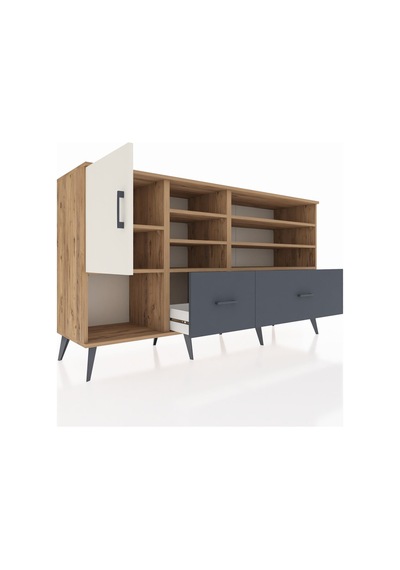 Kronos Konsol 8 Raflı 2 Çekmeceli Tek Kapaklı 176x59x99 Çam-ayta Çam-aytaşı/antrasit Kronos Konsol 8 Raflı 2 Çekmeceli Tek Kapaklı 176x59x99 Çam-ayta Çam-aytaşı/antrasit
