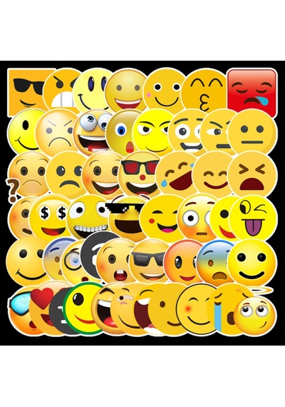 50 Adet Tekrarsız Emojiler Kalite Pvc Sticker Süs 07