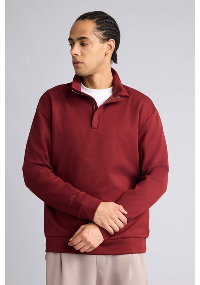 Defacto Standart Fıt Modal Sweatshirt G8148ax25wnbr169 Bordo-br169