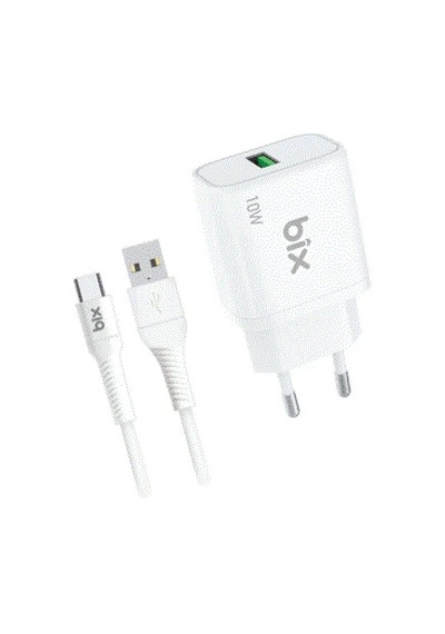 Bix Bxc10ta Bxc10ta-wt 18w 2.4a Usb-a 1 M Usb-a To Type-c Beyaz Kablolu Set