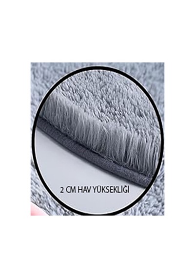 Peluş Post Halı Yumuşak Dokulu Modern Salon Oturma Odası Çocuk Odası Hol & Antre Halısı Gri Gri