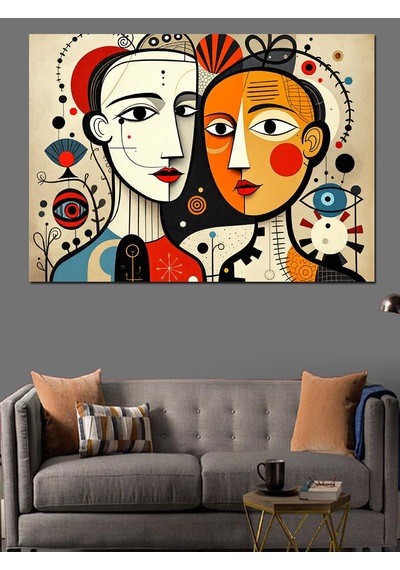 Soyut Yüzler Ve Sanat Dekoratif Kanvas - Mdf Ahşap Tablo