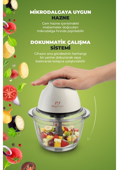 Pirantech YH-11 Cam Hazneli Rondo Dokunmatik Çalışma Paslanmaz Çelik Bıçak 2 Fonksiyonlu