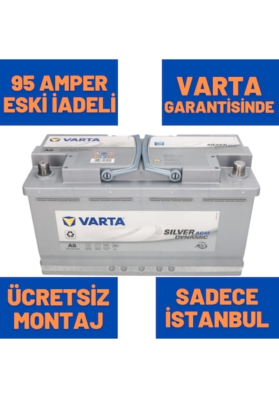 12v 95 Ah 95 Amper Agm Varta Akü A5 Start Stoplu