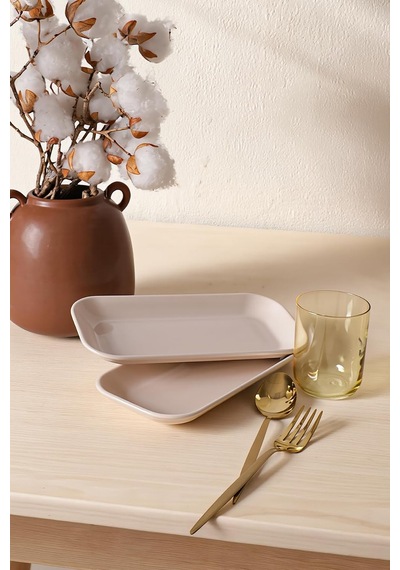Krem Pergamon Kayık Tabak 26 Cm 2 Adet 030 Çok Renkli