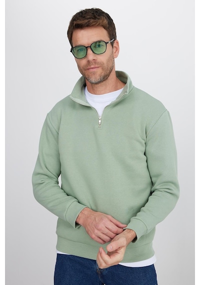 Tudors Unisex Relax Fit Rahat Kesim Pamuklu İçi Polarlı Yarım Fermuarlı Yeşil Dik Yaka Sweatshirt-35167 Yeşil Tudors Unisex Relax Fit Rahat Kesim Pamuklu İçi Polarlı Yarım Fermuarlı Yeşil Dik Yaka Sweatshirt-35167 Yeşil