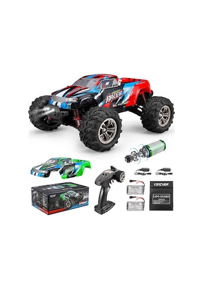 Yoncher Yc250 1/16 Rc Araba, 62+ Km/h Fırçasız Motor, 4wd Offroad, 2 Pil Ve Yedek Kasa Rc Elektrikli Arabalar Çok Renkli