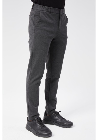 Erkek Beli Yarım Lastikli Arka Cep Fermuarlı Slim Fit Pantolon Antrasit Antrasit Erkek Beli Yarım Lastikli Arka Cep Fermuarlı Slim Fit Pantolon Antrasit Antrasit