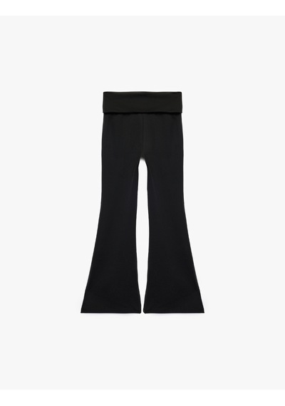 Koton Beli Lastikli Slim Fit İspanyol Paça Tayt Siyah 7wkg40192ak