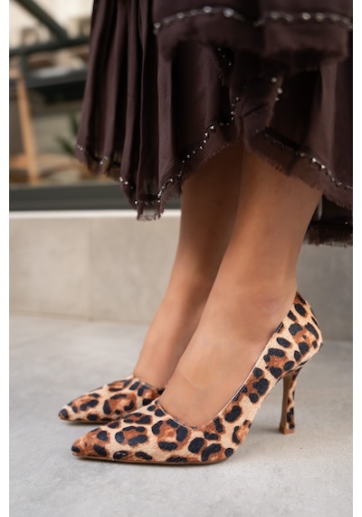 Relly Leopar Süet Topuklu Ayakkabı Leopar