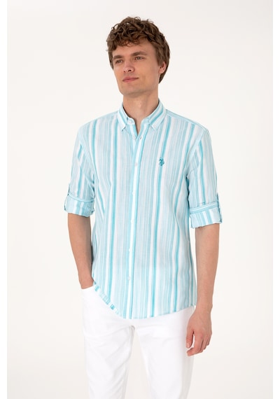 U.s. Polo Assn. Erkek Aqua Gömlek Desenli 50306331-vr007 Aqua