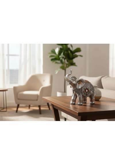 Lüks Ayna & Nakış İşlemeli Feng Shui Şans Getiren Fil Heykeli Dekoratif Biblo 18 Cm Yeni Ev Hediyesi 45551390