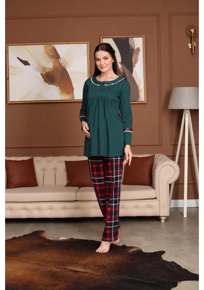 Birolgaye Bone Club 5710 Kadife Hamile Lohusa 3 Lü Pijama Sabahlık Tk