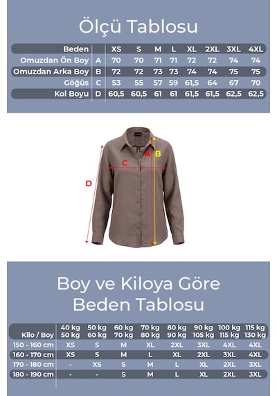 Goffra Kadın Gia %100 Doğal Keten Gömlek - Klasik Yaka Basic Minimalist Tasarım Kahverengi W207-k0401-02