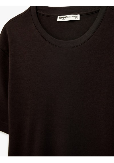 Koton Regular Fit Kısa Kollu Pamuklu Bisiklet Yaka Tişört Mor 6sam10021mk
