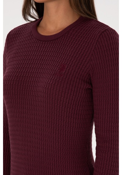 U.S. Polo Assn. Kadın Bordo Bisiklet Yaka Basic Kazak 50307763-VR177