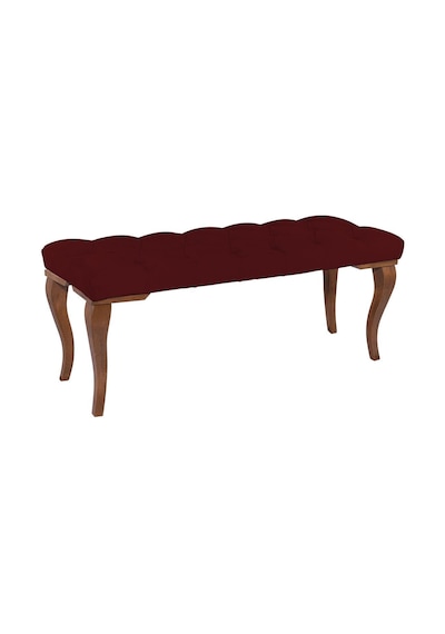Gazzini Classic Lükens Gürgen Ayak Chester Model Kapitoneli Bordo Puf Bench - Ceviz Ayak
