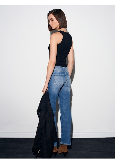 Dilvin 72073 Likralı Wide Leg Jean - Mavi