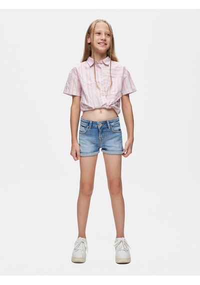 Judıe G Orta Bel Slim Fit Mavi Jean Şort Mavi