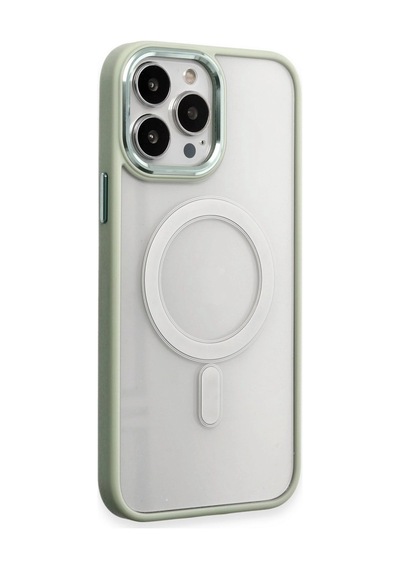 Apple Uyumlu iPhone 15 Pro Max Kılıf Room Magneticsafe Silikon Su Yeşili,