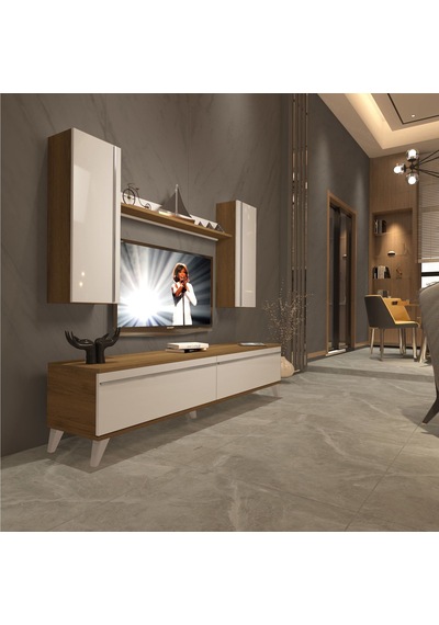 Decoraktiv Eko 7 Mdf Std Retro Tv Ünitesi Tv Sehpası Pera - Beyaz