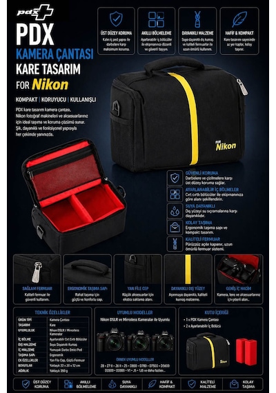 Pdx Kamera Çantası Kare Tasarım For Nikon