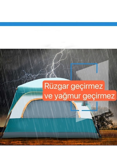 Aile Boyu Büyük Kamp Çadırı 2 Oda 1 Salon 420 305 200 Cm Yeşil