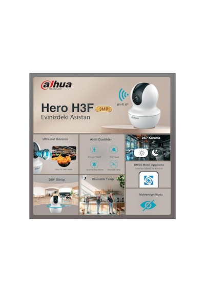 Dahua Dh-h3f Hero H3f 2k - 4mp İç Mekan Wifi 360derece Akıllı Bebek & Güvenlik Kamerası