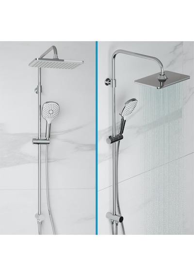Adell Mode S Rain Tepe Duş Seti Kare 25 Cm, 3 Fonksiyonlu, Krom Bataryasız Krom
