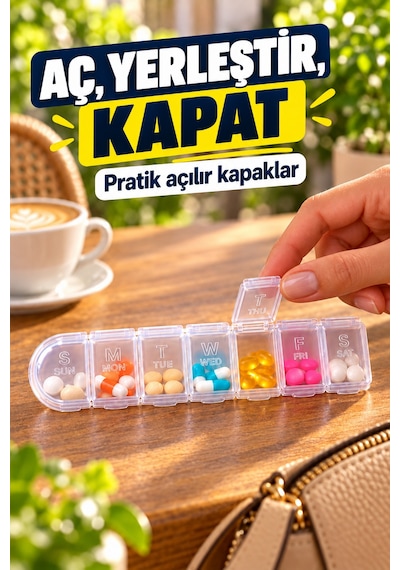2 Adet Haftalık İlaç Ve Hap Kutusu 7 Gün Şeffaf Vitamin Saklama Kabı Seyahat Düzenleyici 16 X 3,5 Cm