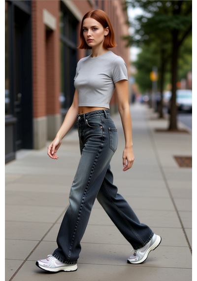 Ersefa Kadın Wide Leg Denim Pantolon Yüksek Bel Fonksiyonel Dayanıklı Ka Antrasit