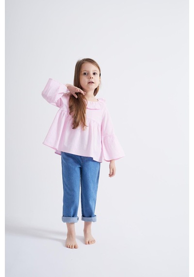 Oliventhekid Pembe Poplin Bluz Pembe Pembe