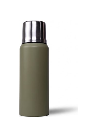 1 Litre Çift Katlı Çelik Termos-24 Saat Sıcak, 48 Saat Soğuk, Kamp, Piknik, Ofis, Seyahat Haki