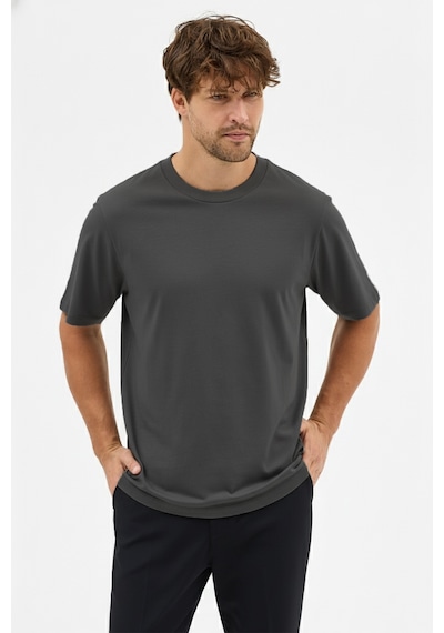 Goffra Erkek Premium Kalite Yoğun Dokulu Pamuklu T-shirt Koyu Gri M101-r0220-04 Koyu Gri