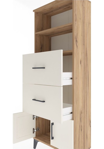 Arges Dolap 2 Raflı 2 Çekmeceli 2 Kapaklı 60x30x163 Çam-aytaşı Atlas Çam