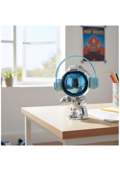 Dekoratif Astronot Heykelcik Mavi Reçine + Galvaniz Kaplama 285mm