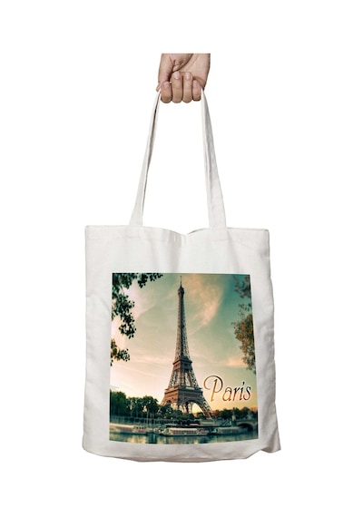 Art Hediye Paris Eyfel Kulesi Aşk Love İki Tarafı Kalıcı Baskılı Yıkanabilir Çanta Çok Renkli