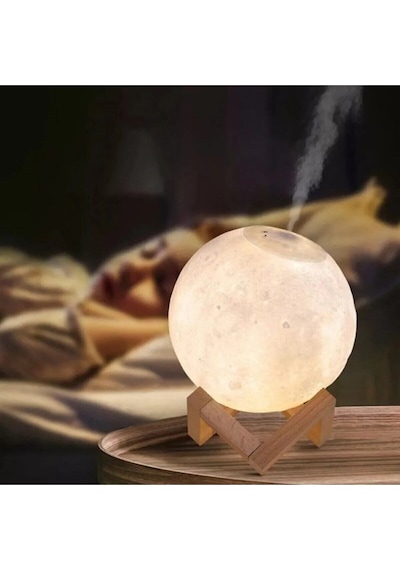 Renkli Ay Işığı Gece Lambası Ve Hava Oda Nemlendirici Ultrasonik Buhar Dekoratif Gece Lambası
