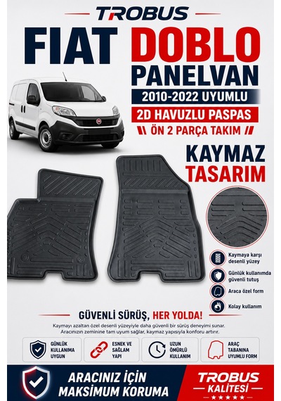 Trobus Fiat Doblo Panelvan 2010-2022 2d Havuzlu Paspas 2 Parça