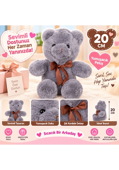 Bezos 4769 Peluş Ayı Kurdelalı 20 Cm 4r Bzoshb Çok Renkli
