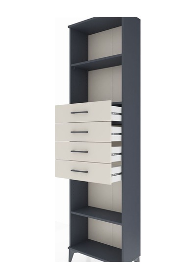 Arges Dolap 3 Raflı 4 Çekmeceli 60x30x221 Antrasit-aytaşı Antrasit