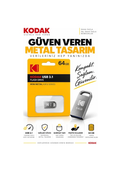 K903 64gb Usb 3.1 Mini Metal Flash Bellek Kompakt Taşınabilir Usb Bellek