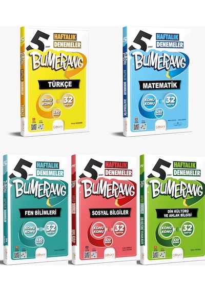 Günay Yayınları 5. Sınıf Bumerang 32 Haftalık Deneme Seti